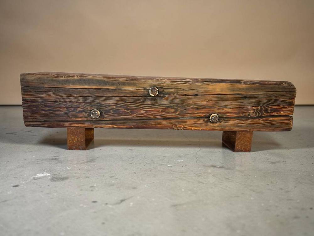 Side profile of the reclaimed beam bench