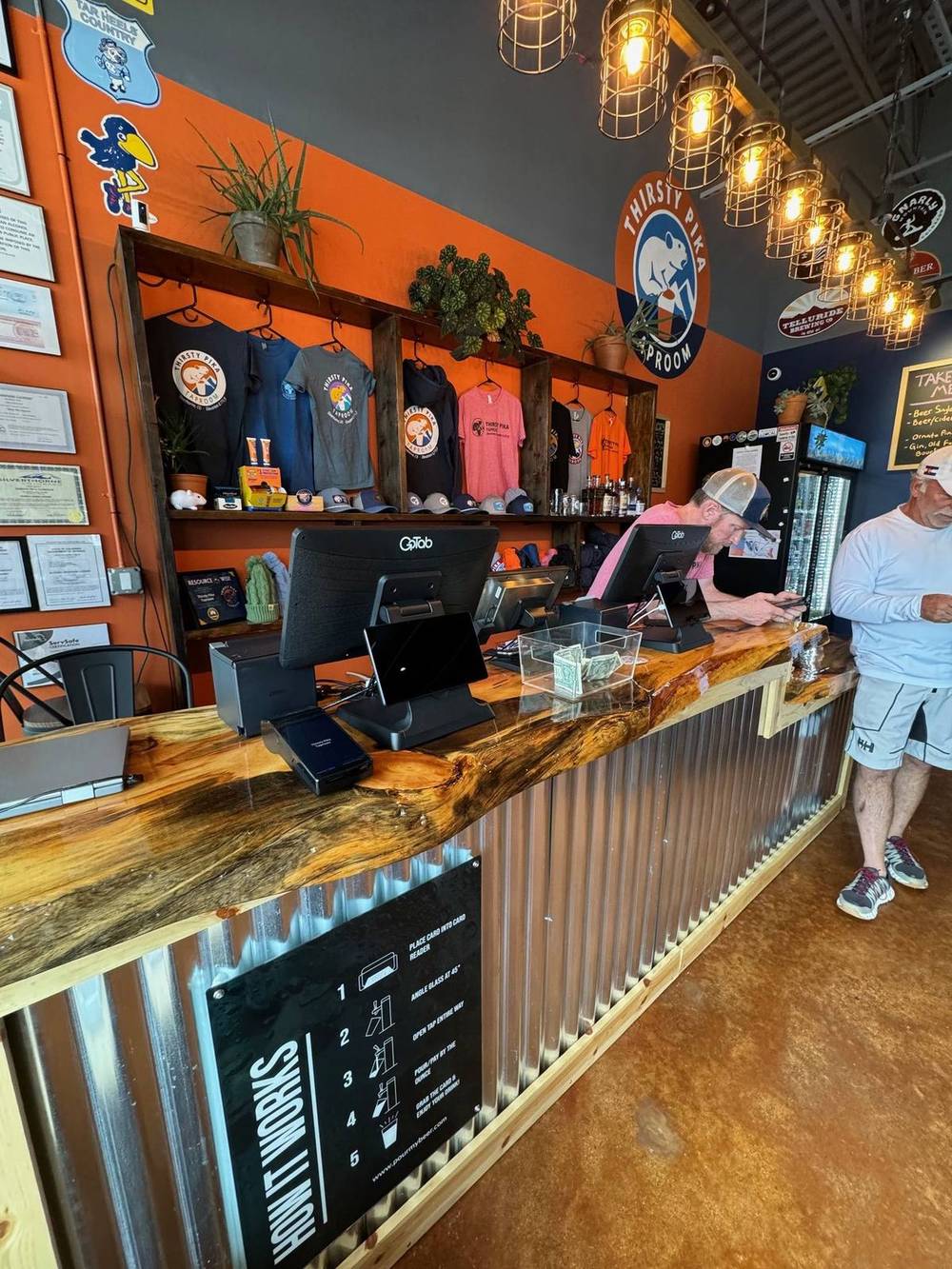 Service bar with reclaimed wood top
