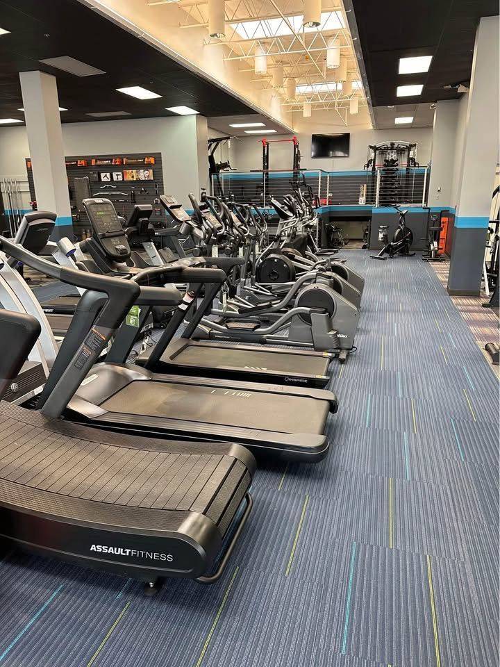 Commercial carpet tile laid across a gym floor
